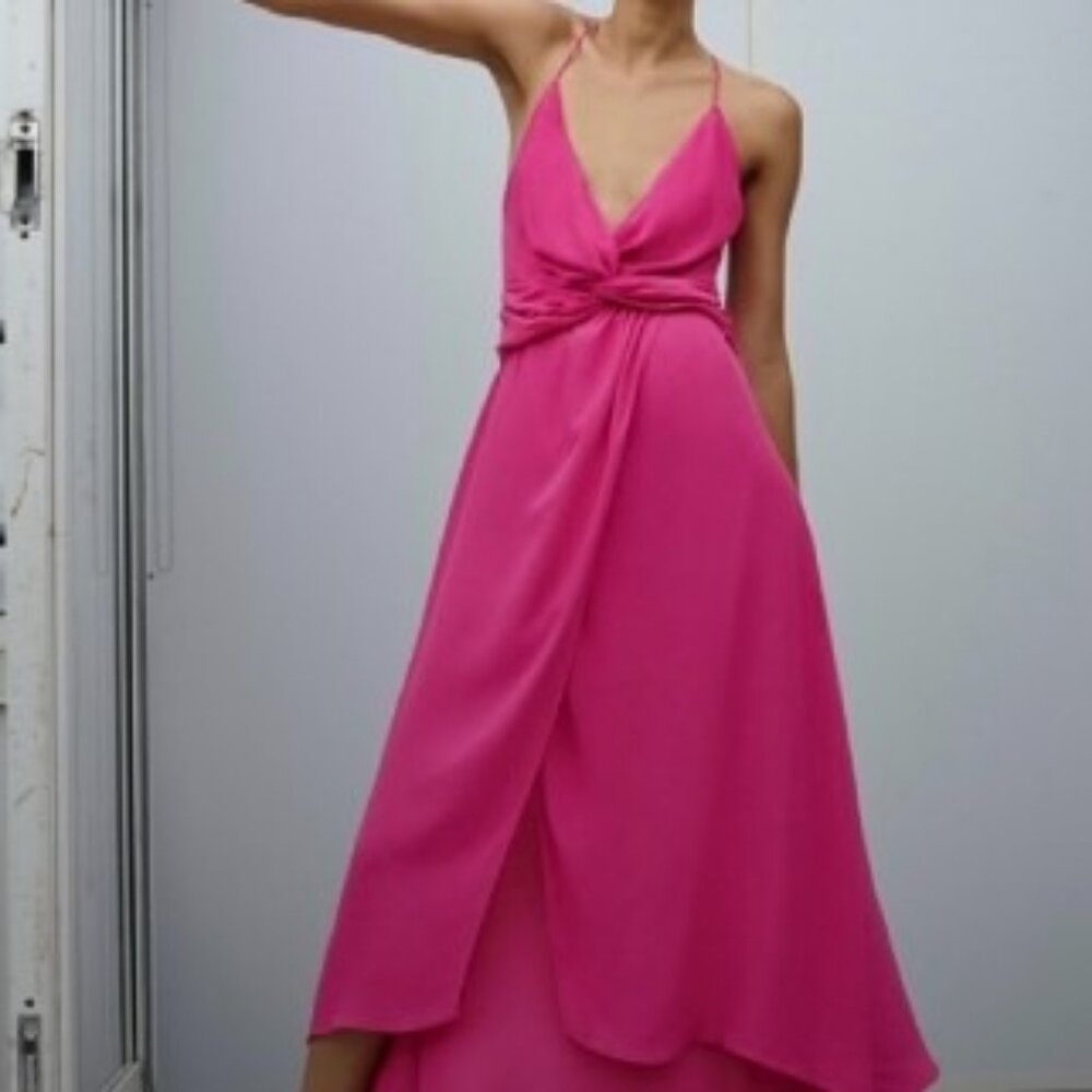 Zara Pink Strappy Midi Dress